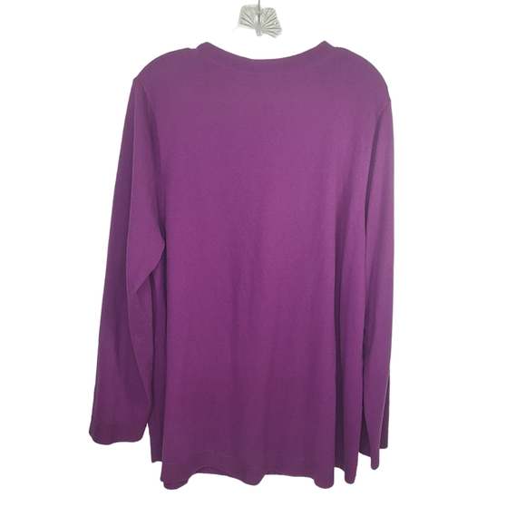 J. JILL Lightweight Cotton Blend Crew Neck Tunic Sweater Top Purple Sz XL - Picture 3 of 6